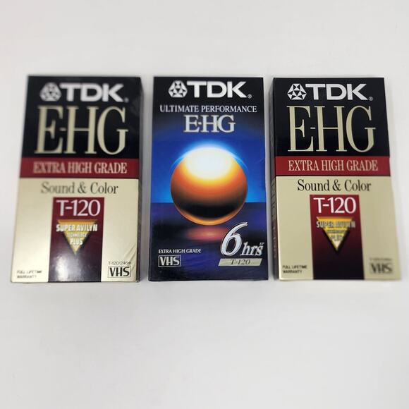 Lot of 3 TDK E-HG Extra High Grade EP 6 Hrs T-120 HiFi Blank VHS Tapes Sealed - Picture 1 of 6